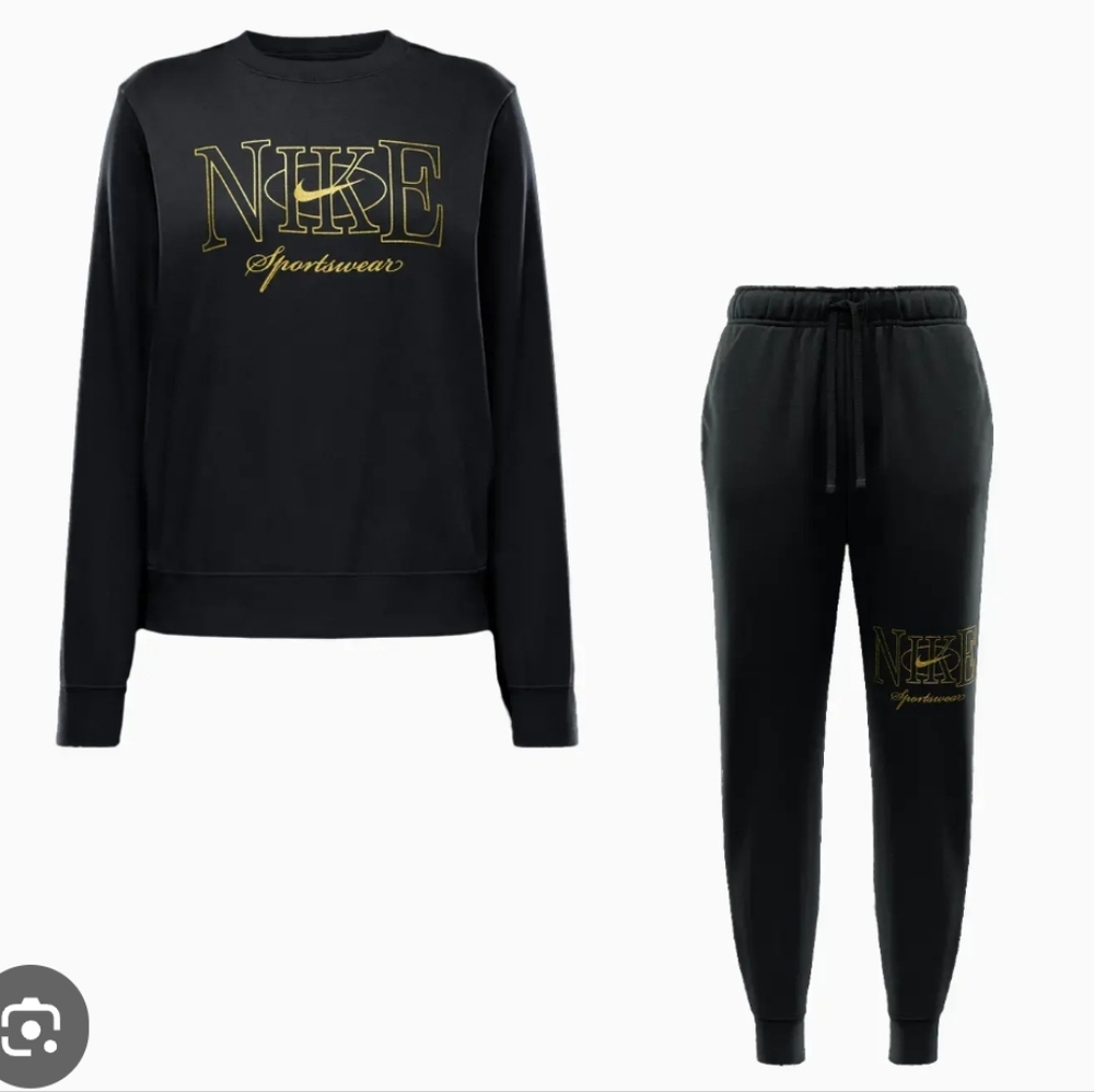 NWT Nike Women's 2pc Black Sportswear Club Fleece Set